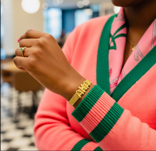Alpha Kappa Alpha Sorority, Inc. Mesh Band Bracelet Gold and Silver