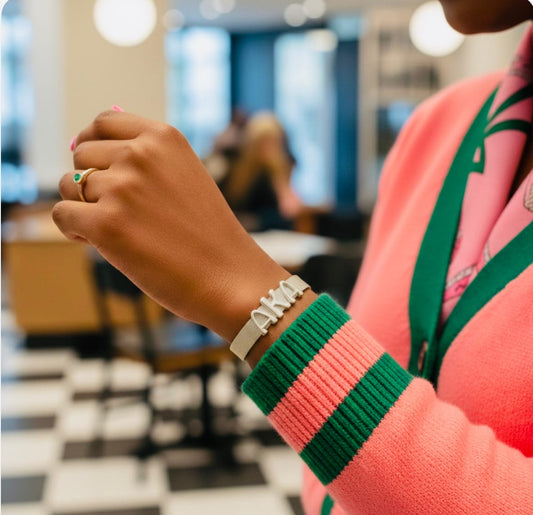 Alpha Kappa Alpha Sorority, Inc. Mesh Band Bracelet Gold and Silver