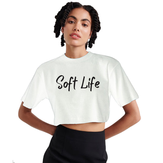 Soft Life Script Cropped Tee